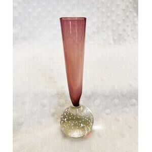 Vintage Holmgaard Danish Handblown Amethyst Bubble Base Small Bud Vase